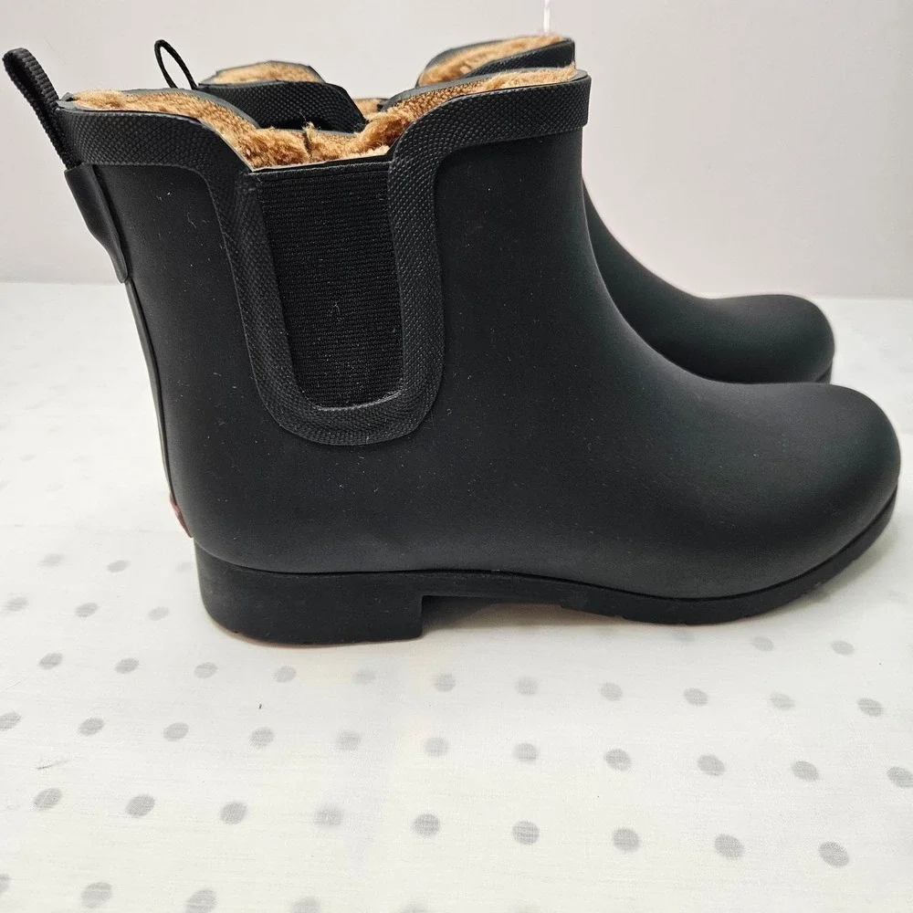 Chooka Women's Delridge Chelsea Waterproof Plush Lined Rain Boots in‎ Black
