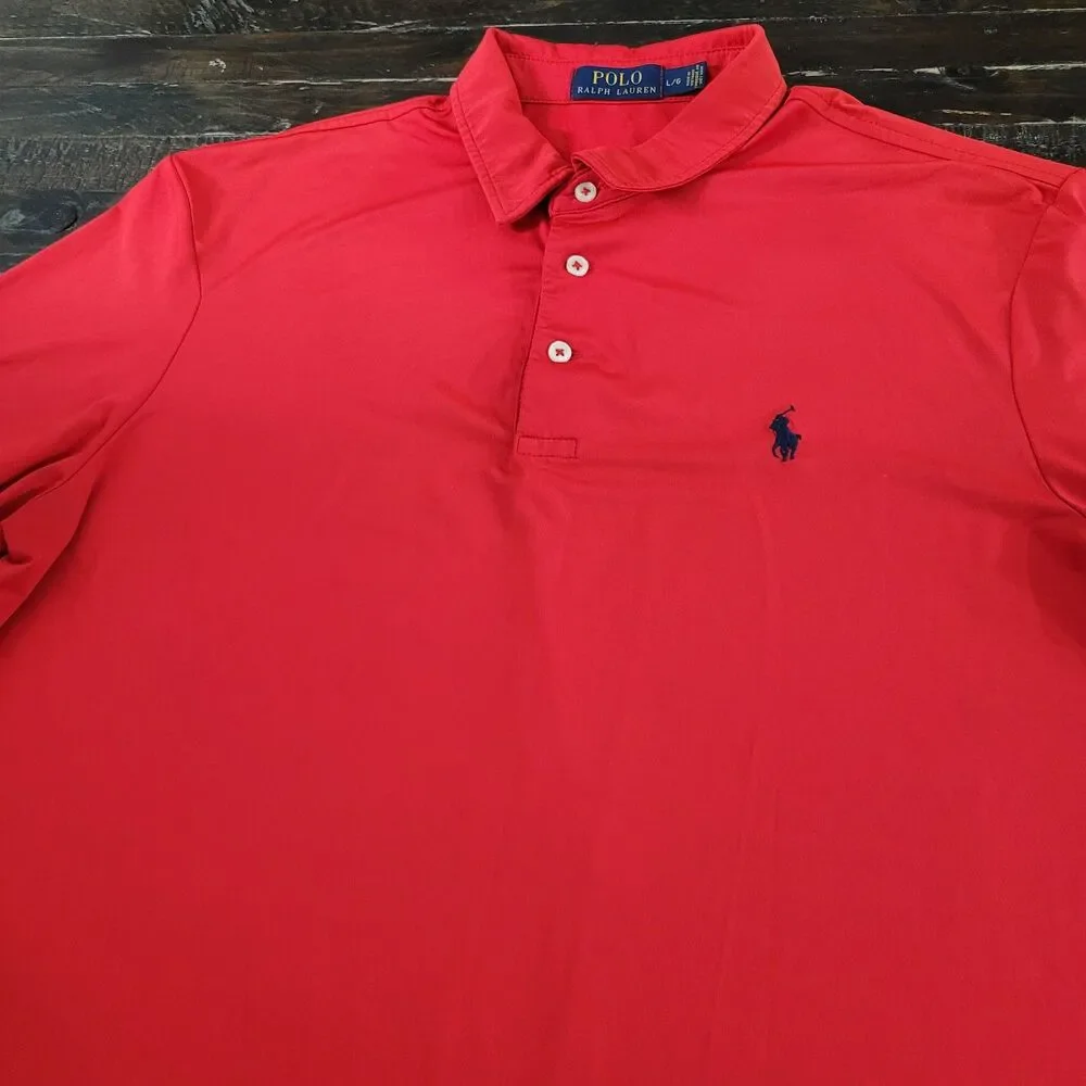 Polo Ralph Lauren Red Short Sleeve Shirt Embroidered Pony Logo Men’s Large