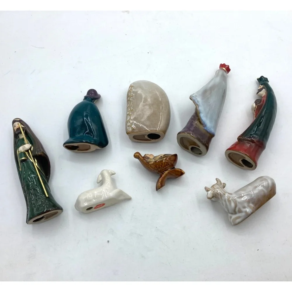 Creative Co-Op Ceramic Nativity Scene, Replacement Pieces, Mary‎ Baby Jesus 8 pc