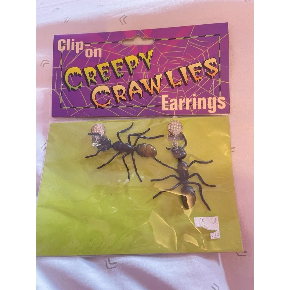 VINTAGE Clip‎ On Creepy Crawlers Earrings 1950-1960'S