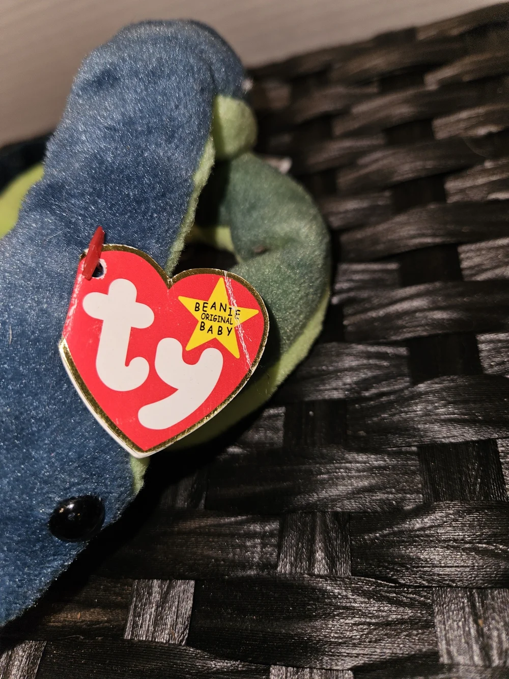 Hissy 1997 Ty Blue & Green Plush Snake with Red Tongue