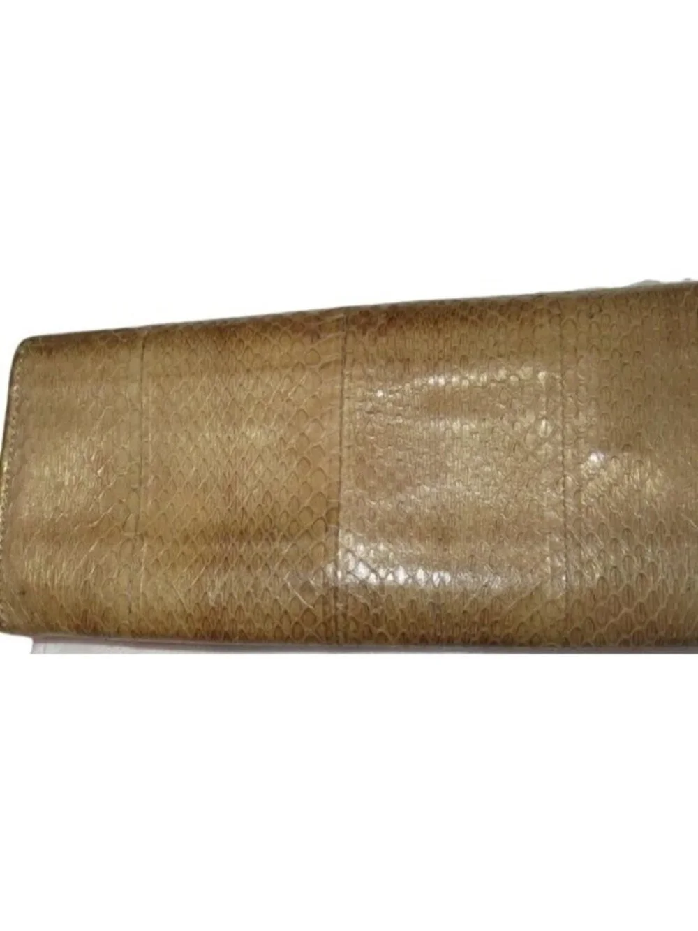 Jimmy Choo Gold Snakeskin Long Bifold Wallet Gold Tone Hardware