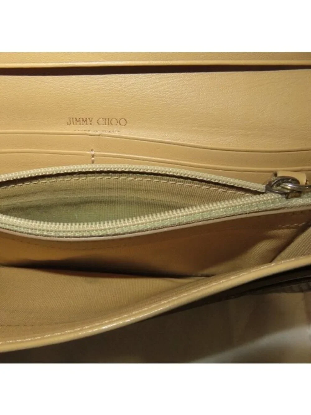 Jimmy Choo Gold Snakeskin Long Bifold Wallet Gold Tone Hardware