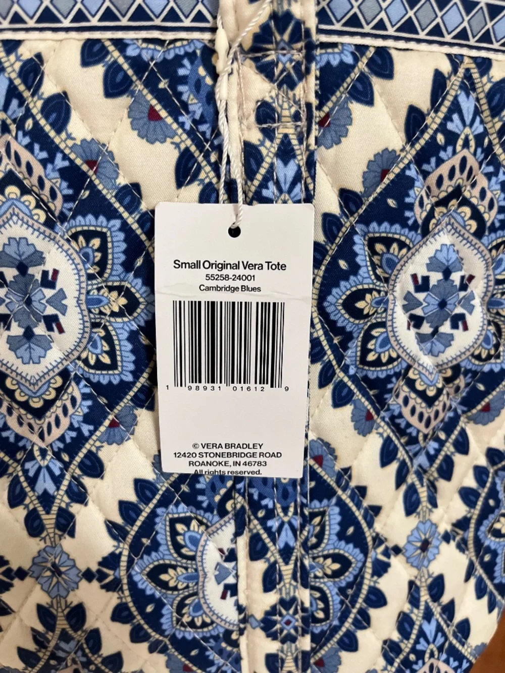 Vera Bradley small original tote- Cambridge blues print- NWT