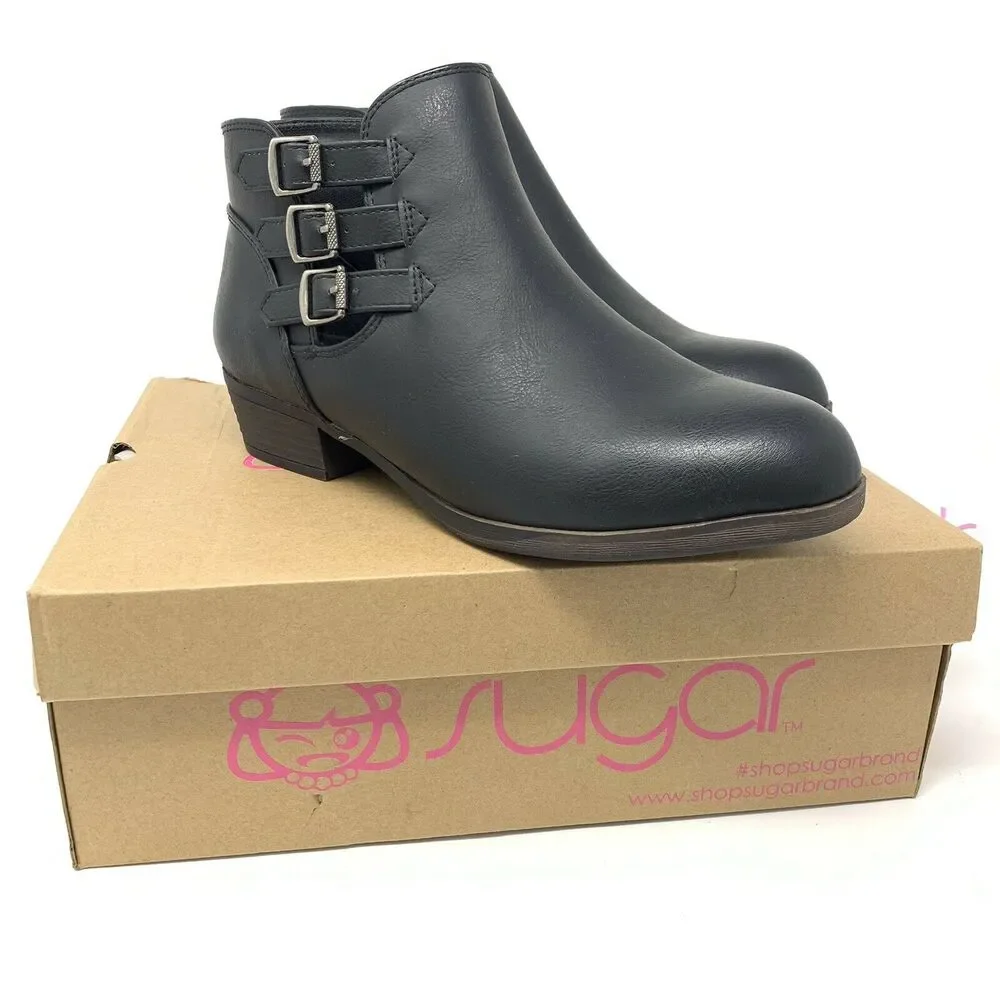 Sugar Tikki Dress Block Heel Ankle Boot Side Zip Bootie Women's Size 8.5M‎