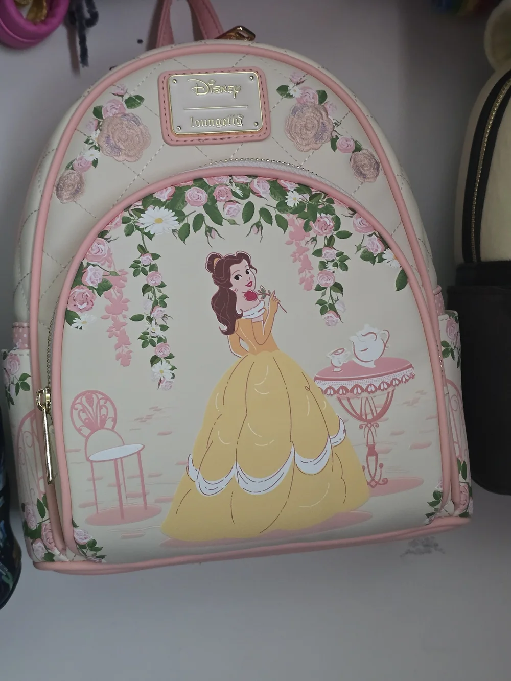 Loungefly Disney Belle Floral Mini Backpack - Pink, Cream, Yellow