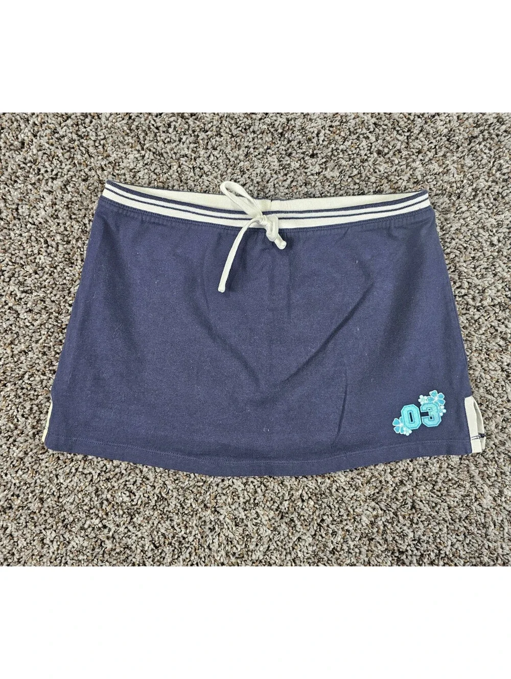 Vintage Y2K Green Dog Girls Sz L Cotton Mini Skirt Skort Navy Blue