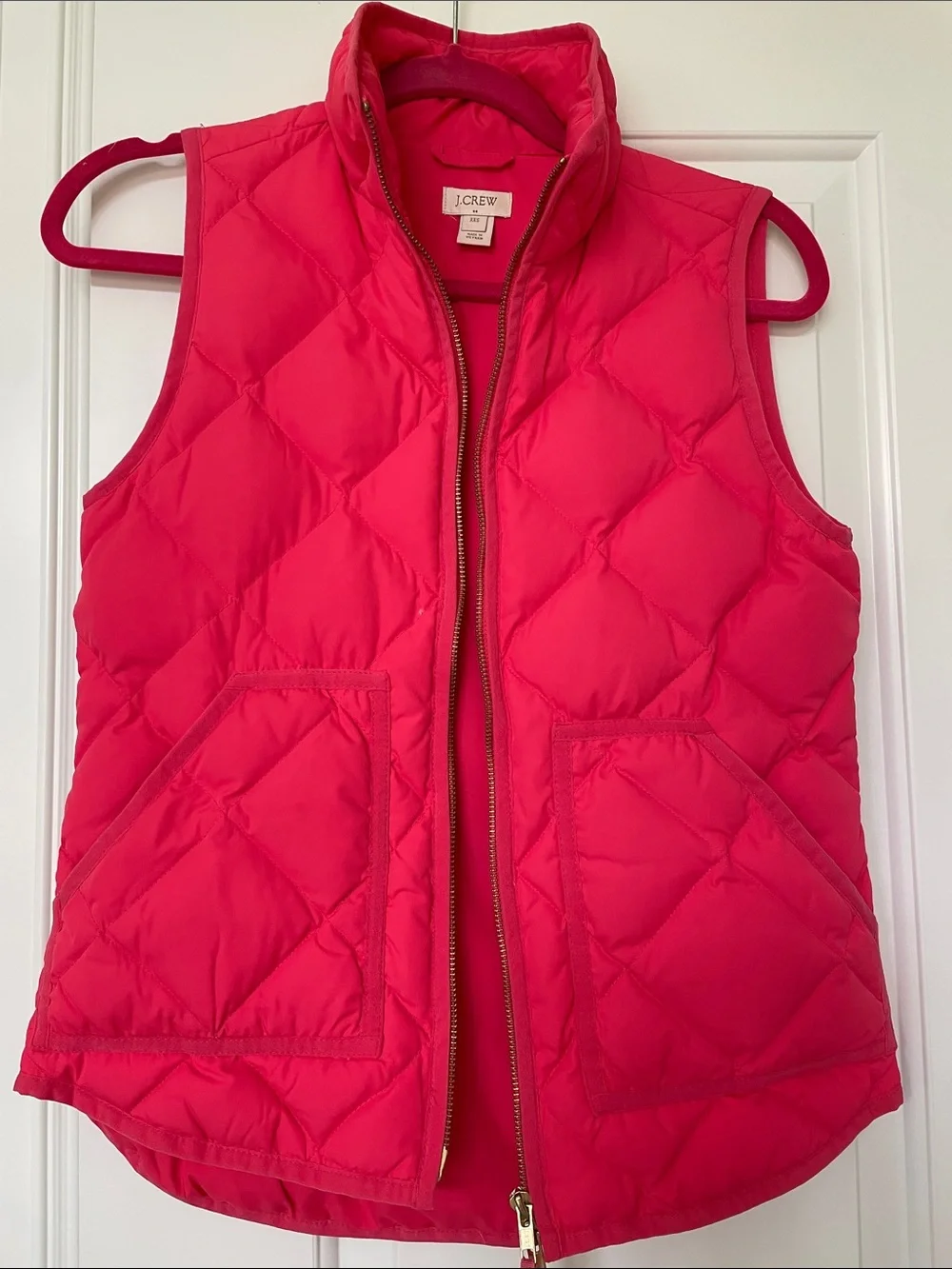 J. Crew Hot Pink Quilted Down-Blend Vest