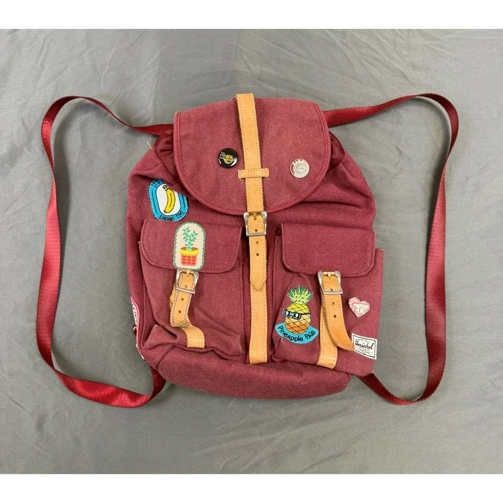 Herschel‎ Supply Co Select Series Burgundy Dawson Backpack Patches Leather Trim