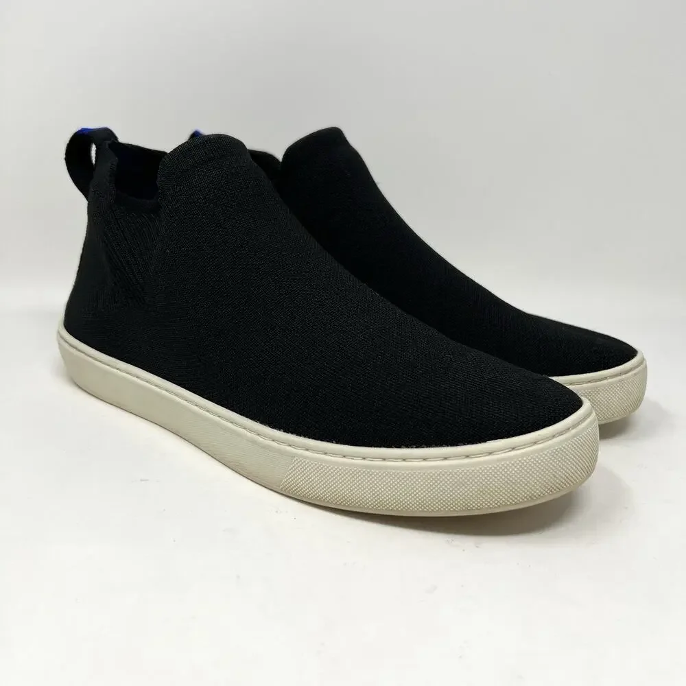 Rothy's Chelsea Sneakers Womens Size 10.5 Black Knit Pull On Shoes Boots Booties