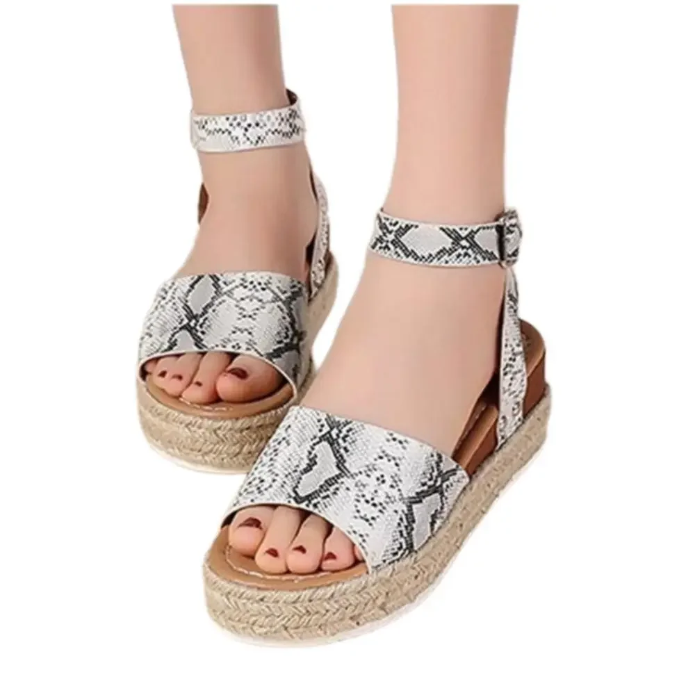 Women's Snake-Print Wedge Sandals, Platform, Size 10