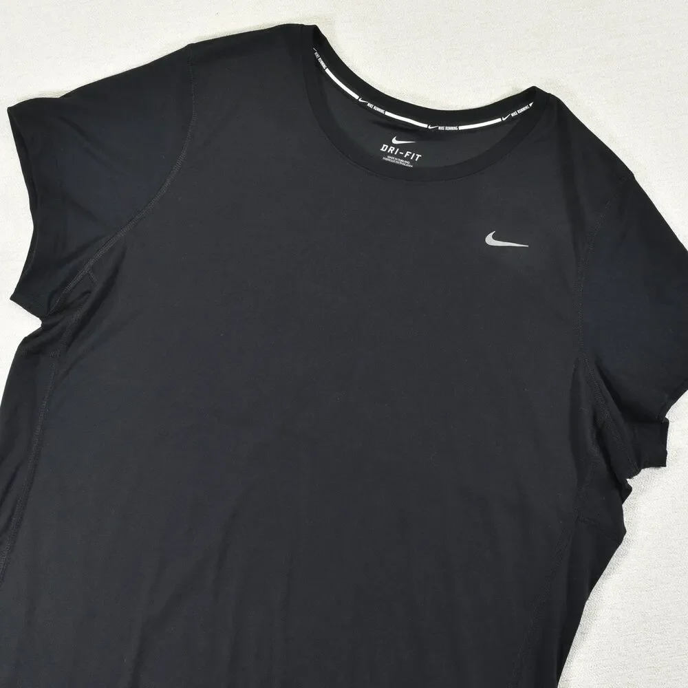 Nike Dri-Fit Running Shirt Women's Size 1X Black Short Sleeve Lightweight Gym