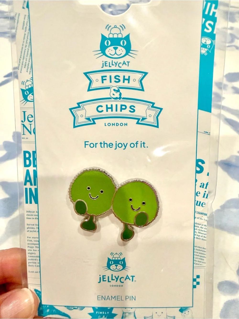 NIP Jellycat Green Enamel Pin - Cute Pea Pair, from Fish and Chips London