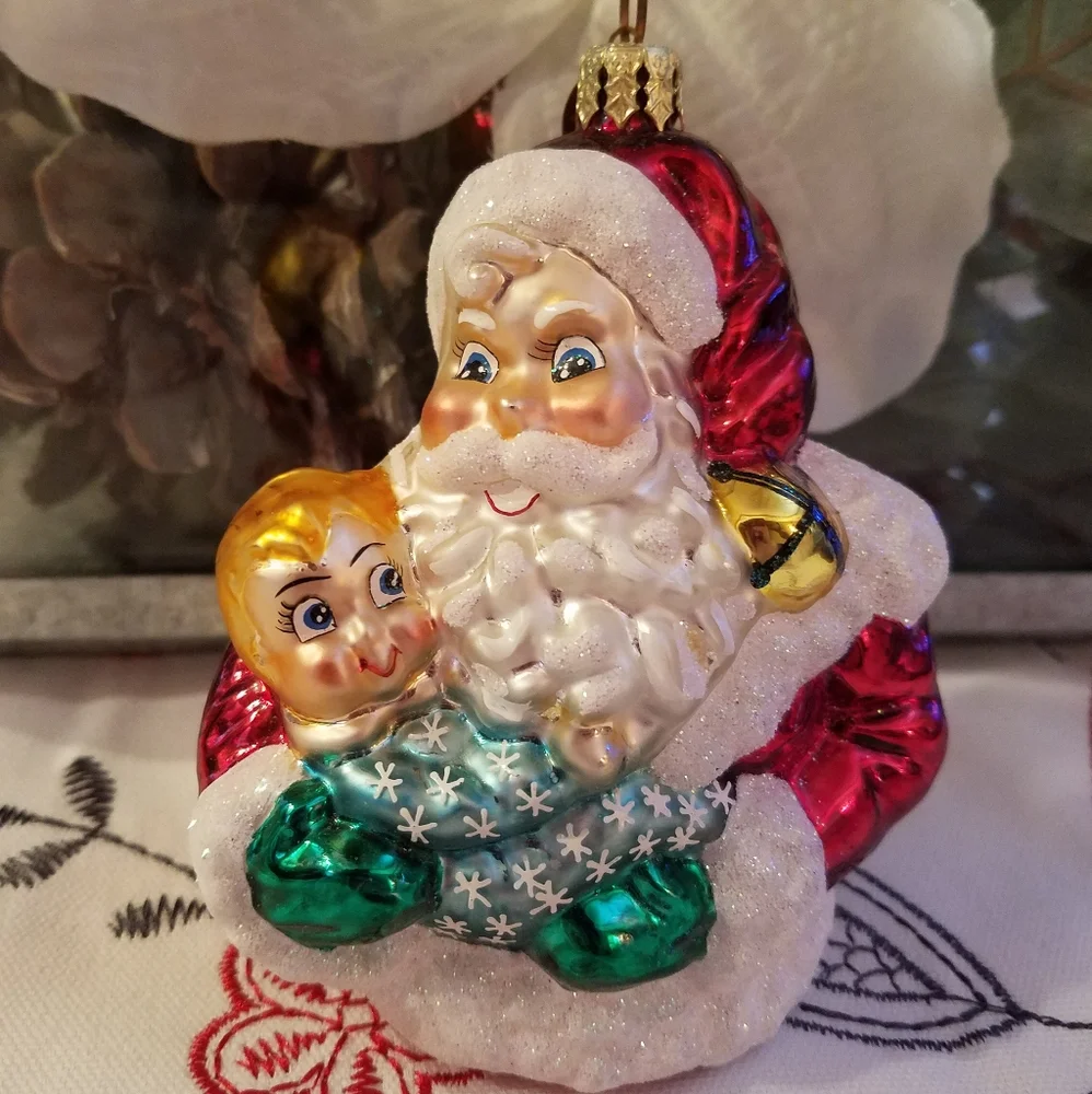 Christopher Radko Santa Claus with Christmas Baby Ornament