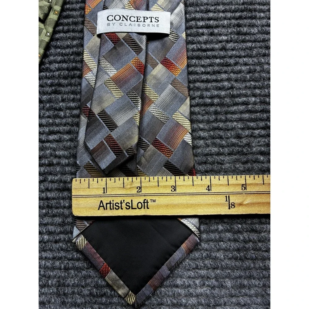 Claiborne 100%‎ Silk Tie Mens One Size Multicolor Geometric Set Of 4 Necktie