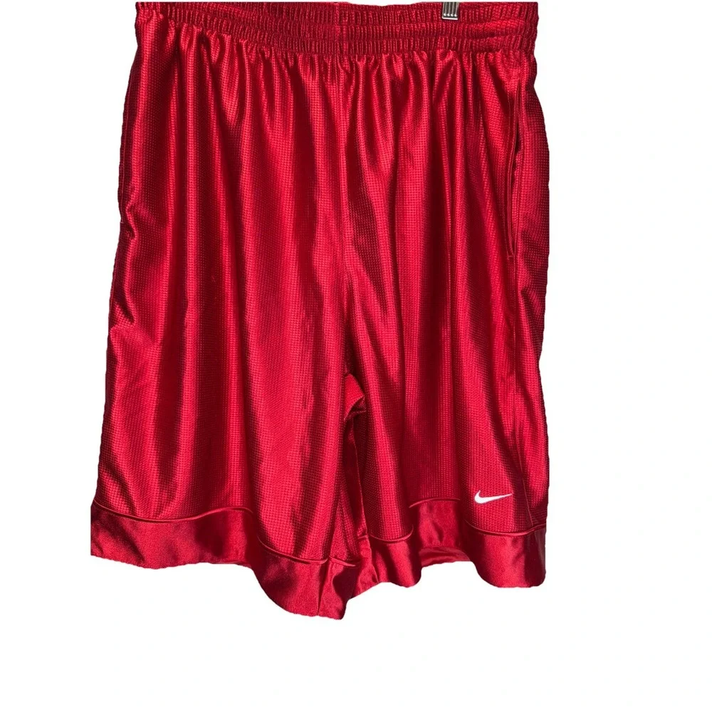 Nike Mens Shorts Athletic XL  Red‎ Shiny  Swoosh Embroidered 10