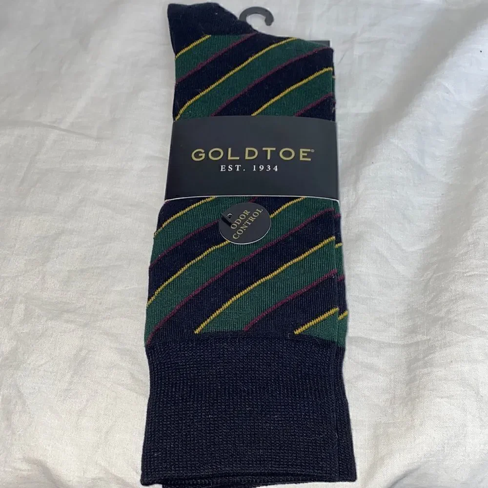 GOLD TOE Midnight Rep StripeCrew Socks-6-12.5 NWT