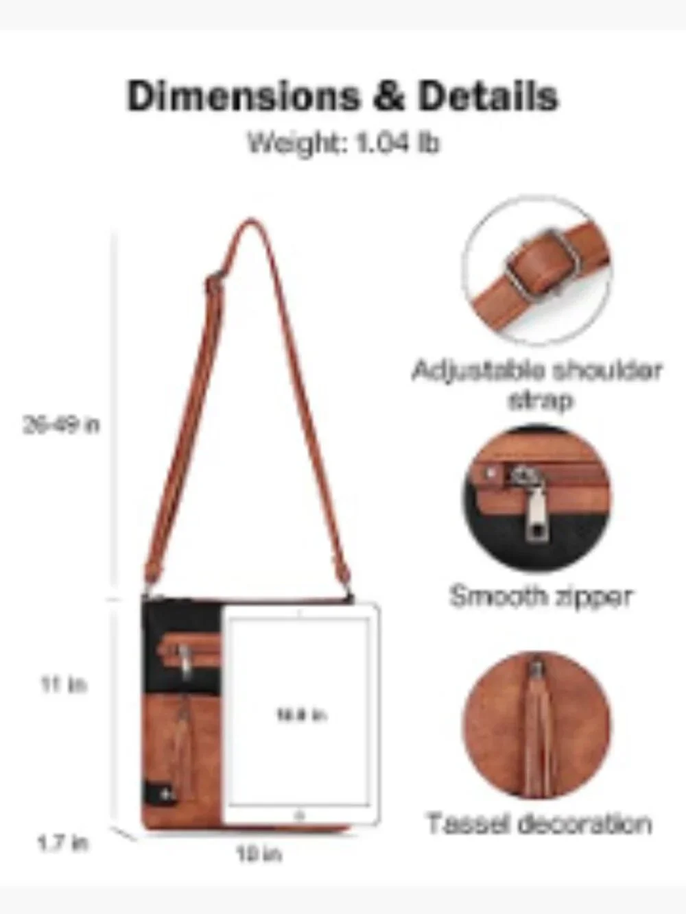 Waterproof Faux Leather Crossbody Bag for Women, Multi-Pocket Shoulder Handbag