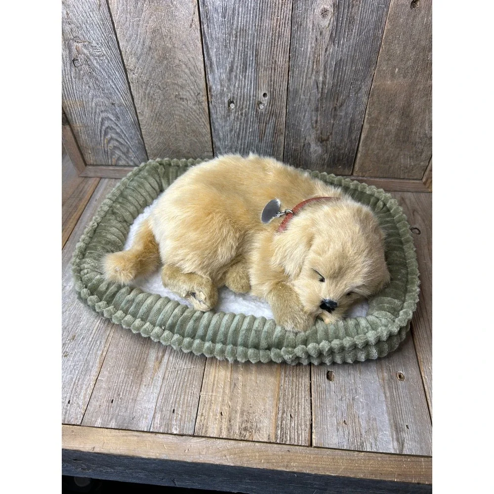 Perfect Petzzz Golden Retriever Realistic Sleeping Breathing Puppy Plush w/ Bed