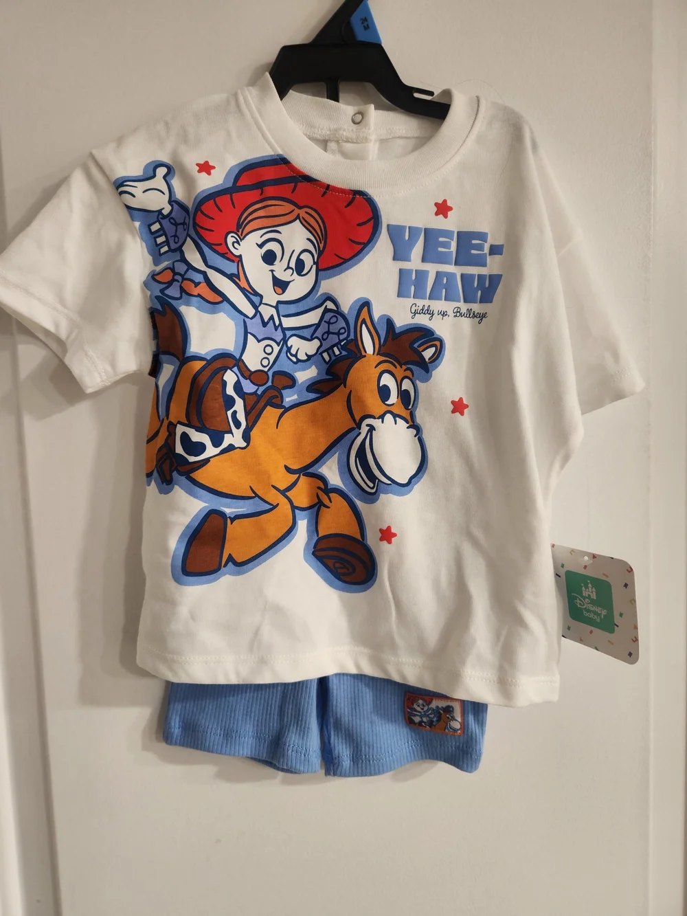 Kids White 'Yee-Haw' Graphic Tee with Blue and Orange Cowboy Print
