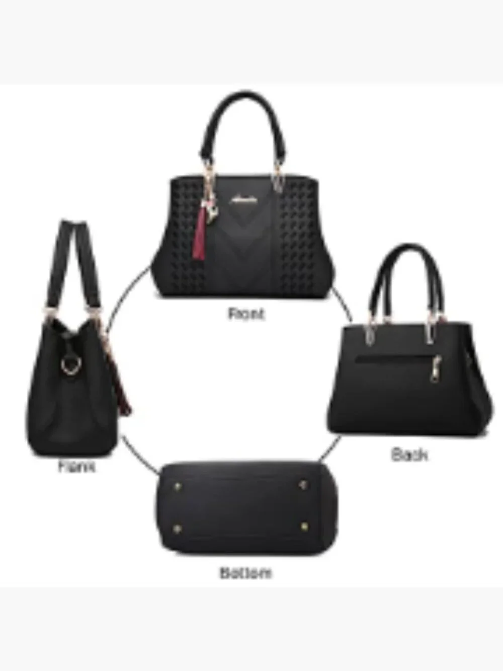 Faux Leather Satchel Tote Bag Women Shoulder Crossbody Handbag 7 Pockets
