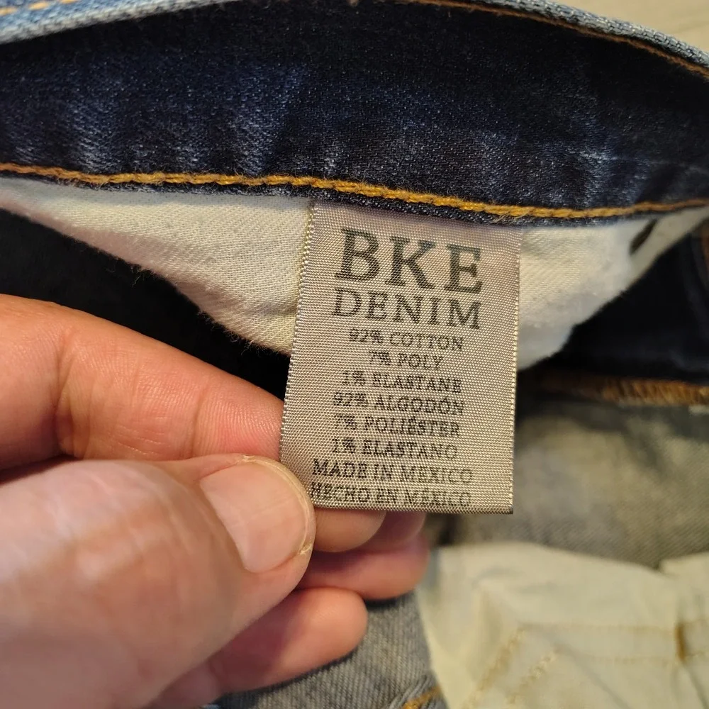 BKE Denim Jake Straight Mens Dark Wash Blue Jeans 34L Stretch Straight Leg