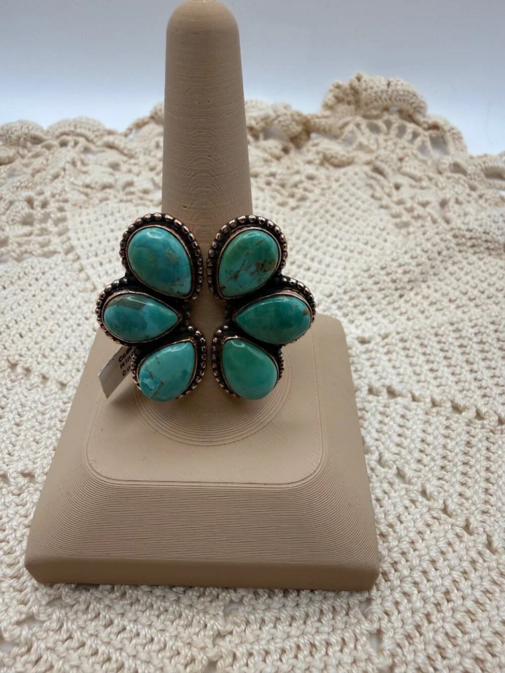 NWT Artisan Statement Mohave Turquoise  Cluster BIPASS Ring Copper Adj Southwest