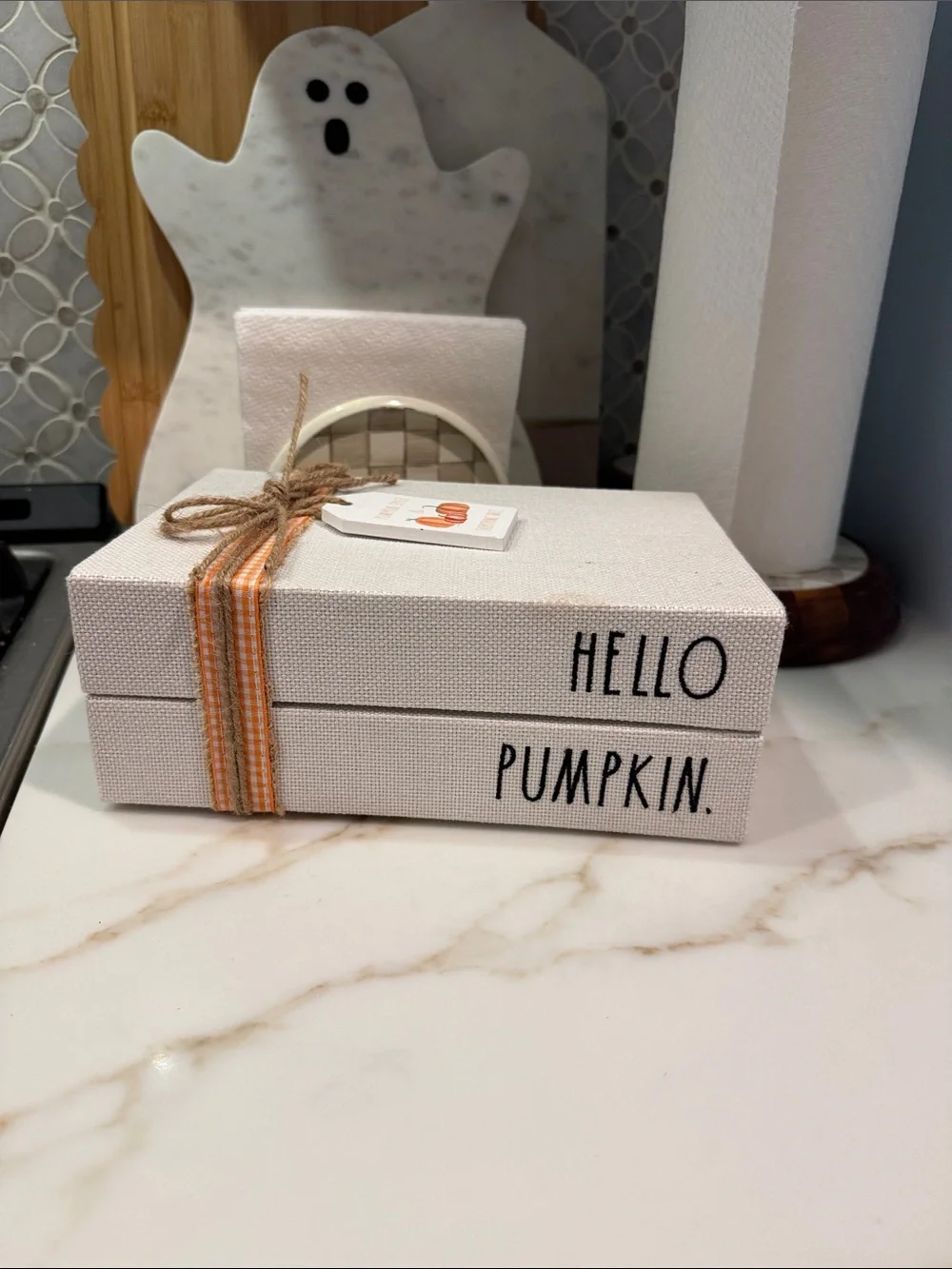 Rae Dunn Hello Pumpkin Decorative Block - Cream