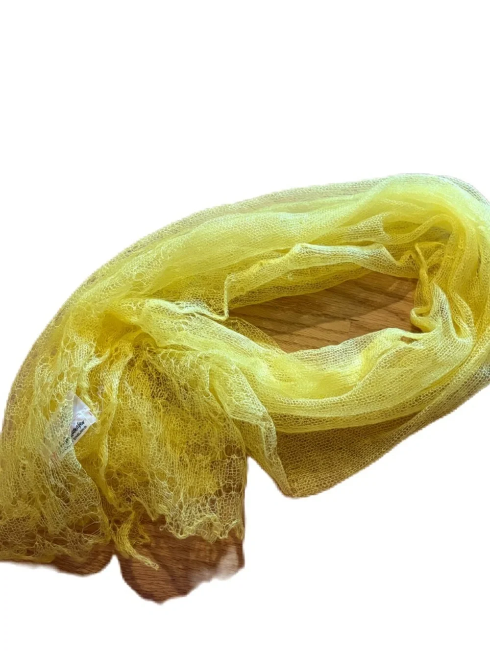 Vintage John Wanamaker 100% New Mohair Scarf Yellow Redleaf