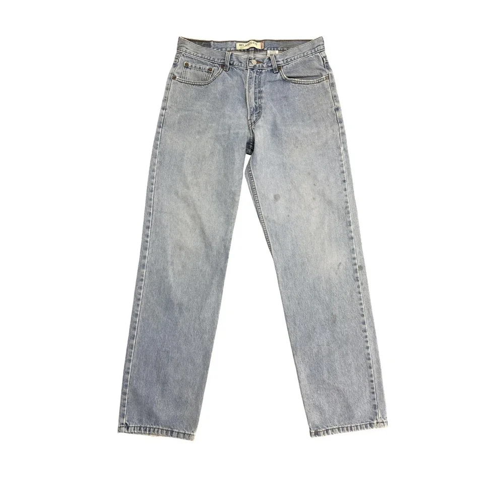 2005 Levis 550 Jeans Mens 34x34 Light‎ Wash Blue Denim Classic black wing