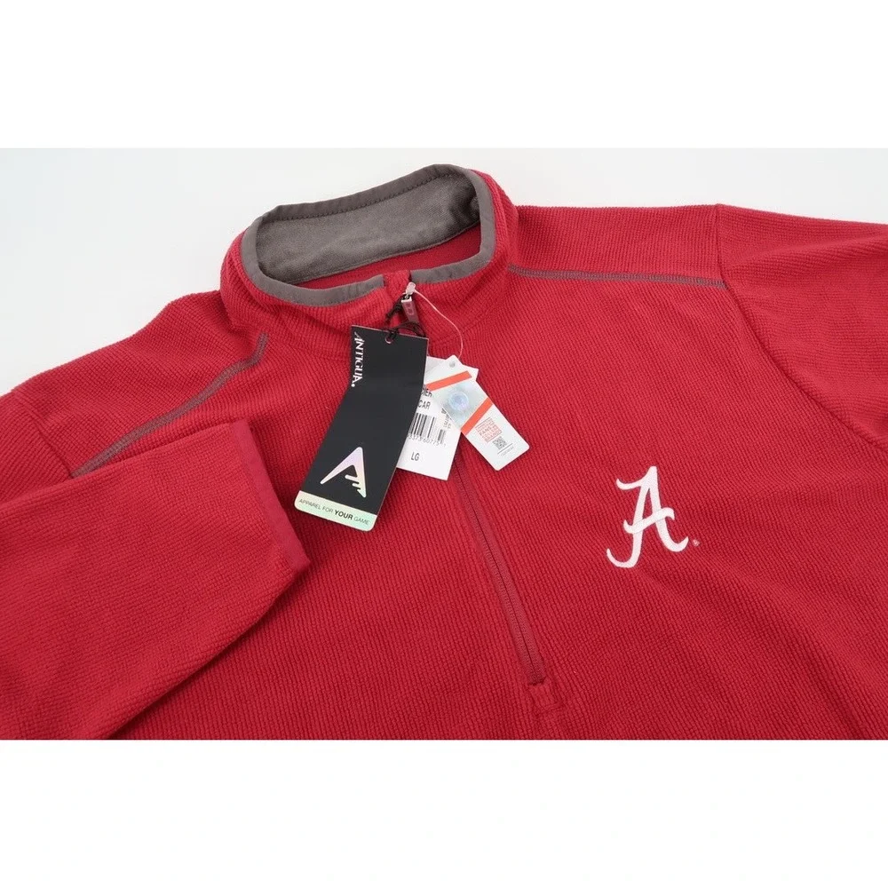 Alabama Crimson Tide Antigua Pullover Mens Large Red Glacier 1/4 Zip Jacket New