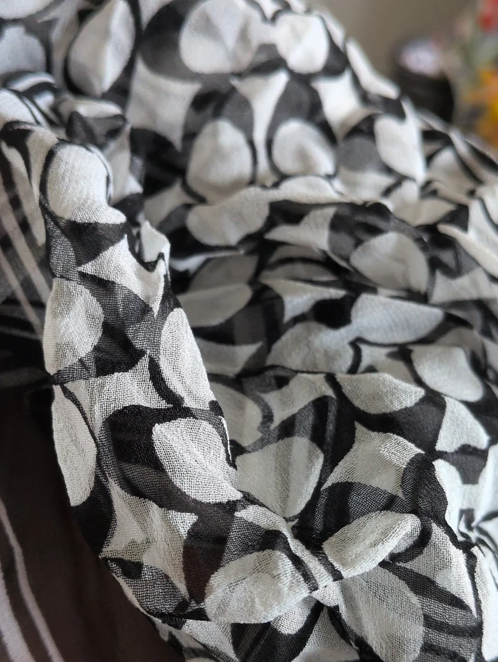 Coach Black and White Circular Print Lightweight Scarf