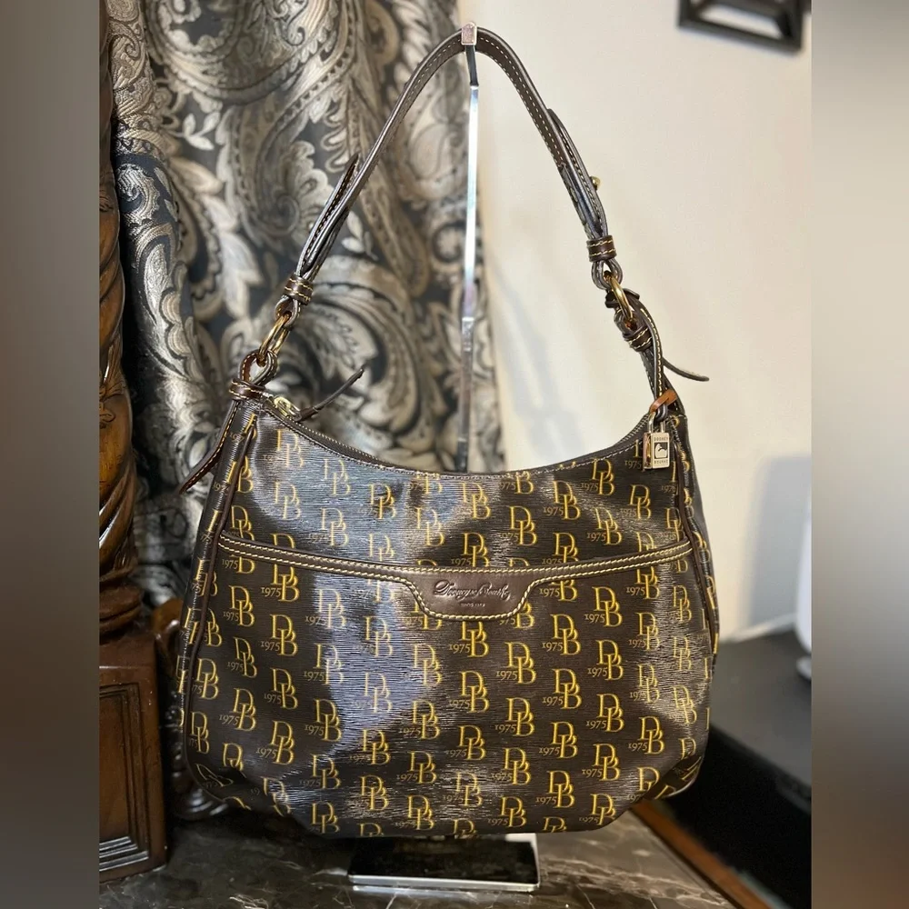 Dooney & Bourke Signature Dark Brown Leather 1975 Collins Bag
