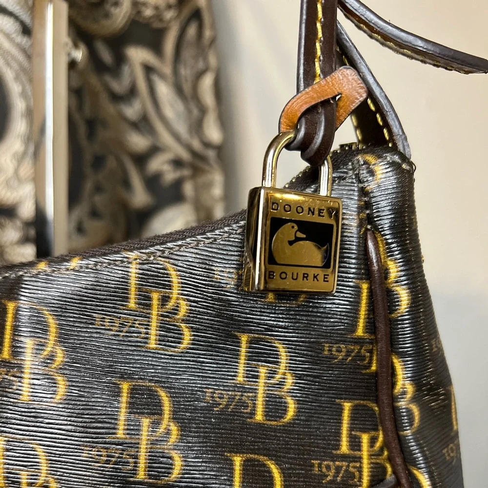 Dooney & Bourke Signature Dark Brown Leather 1975 Collins Bag