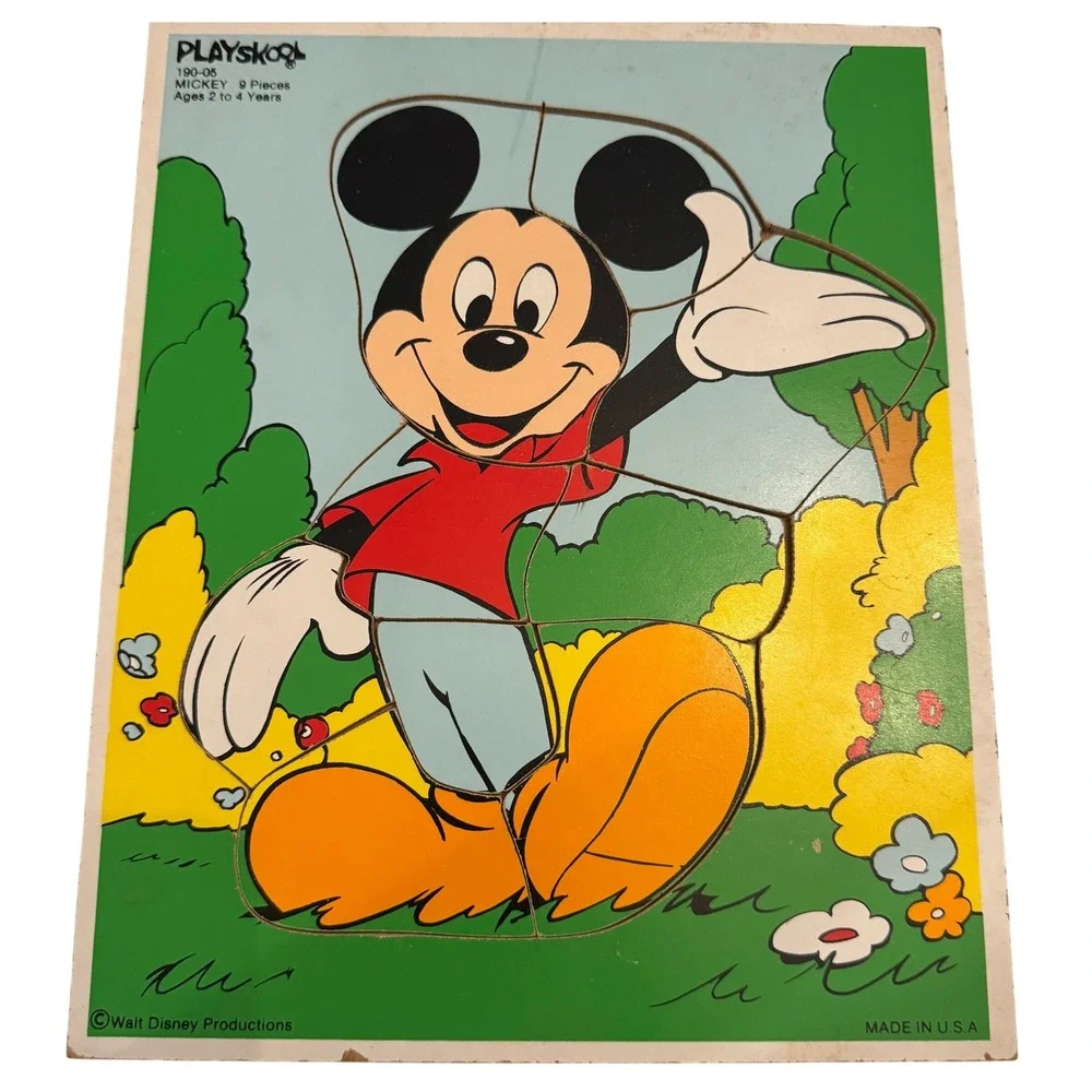Playskool Mickey‎ Mouse 9 Piece Wooden Peg Puzzle Ages 2 to 4 Years Walt Disney