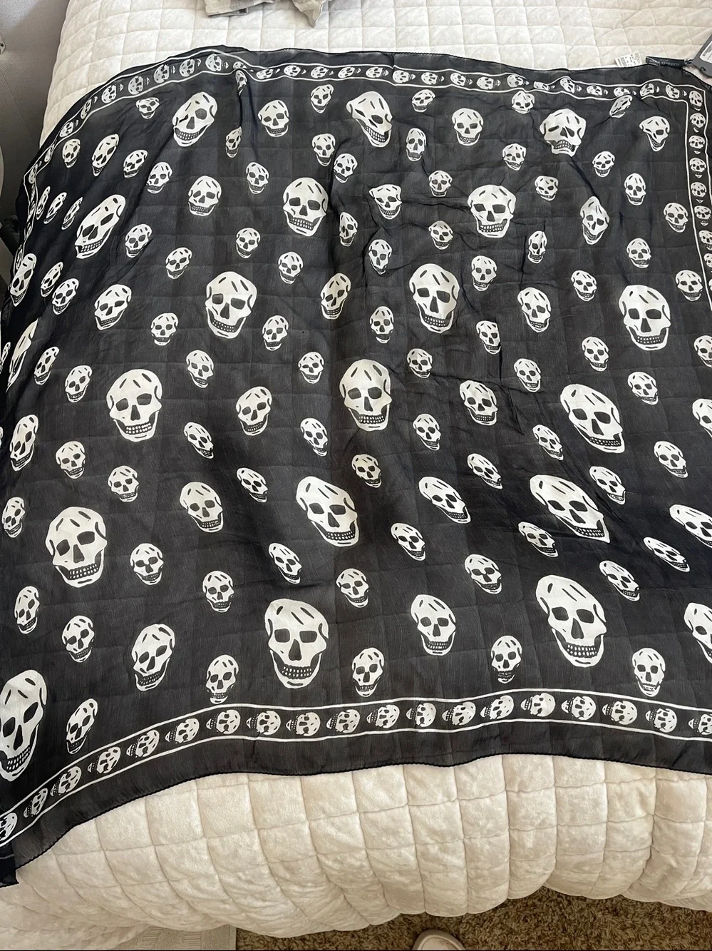Alexander McQueen silk chiffon skull scarf new with tags