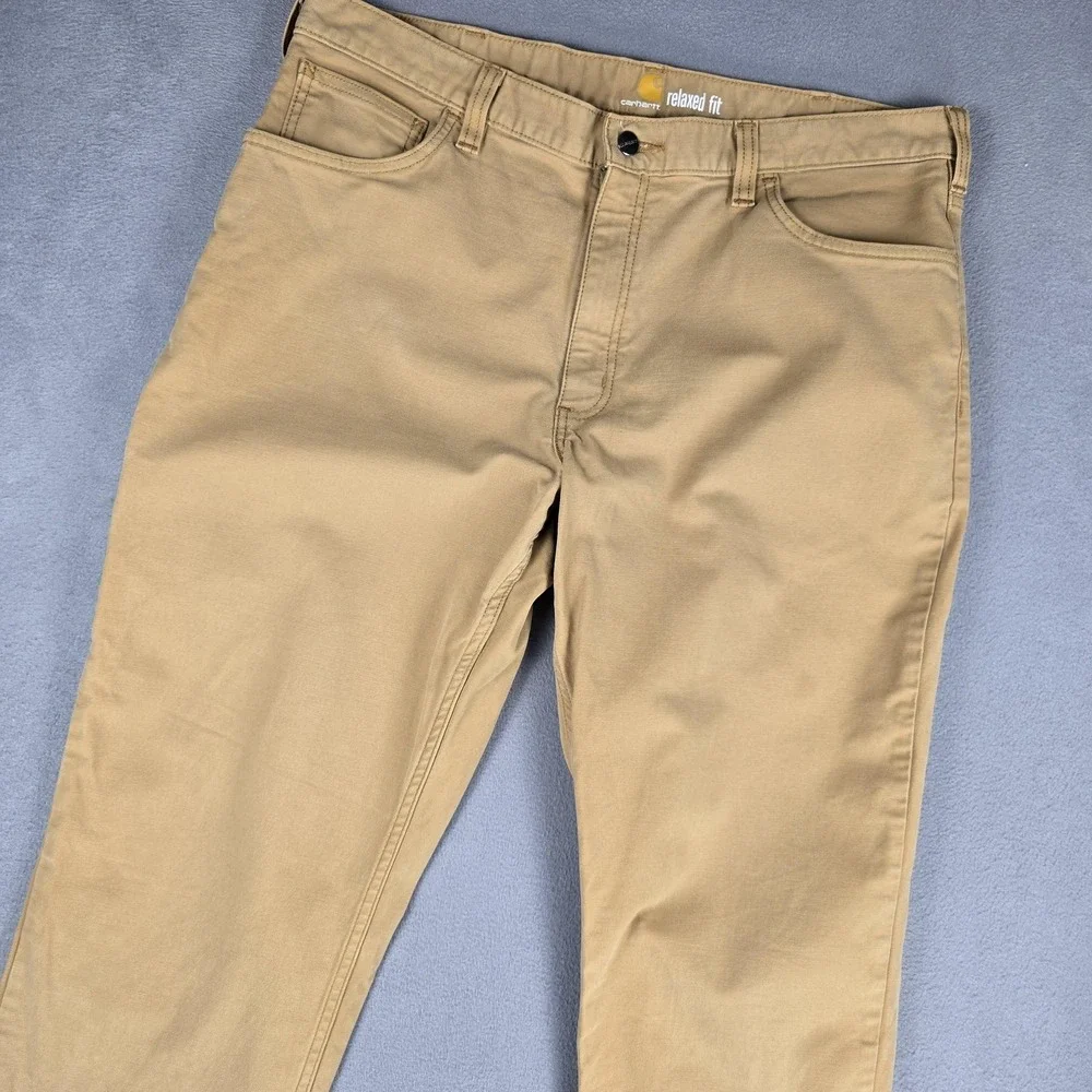 Carhartt Pants Mens 38x31 Beige Relaxed Fit Straight Leg Canvas Workwear Stretch