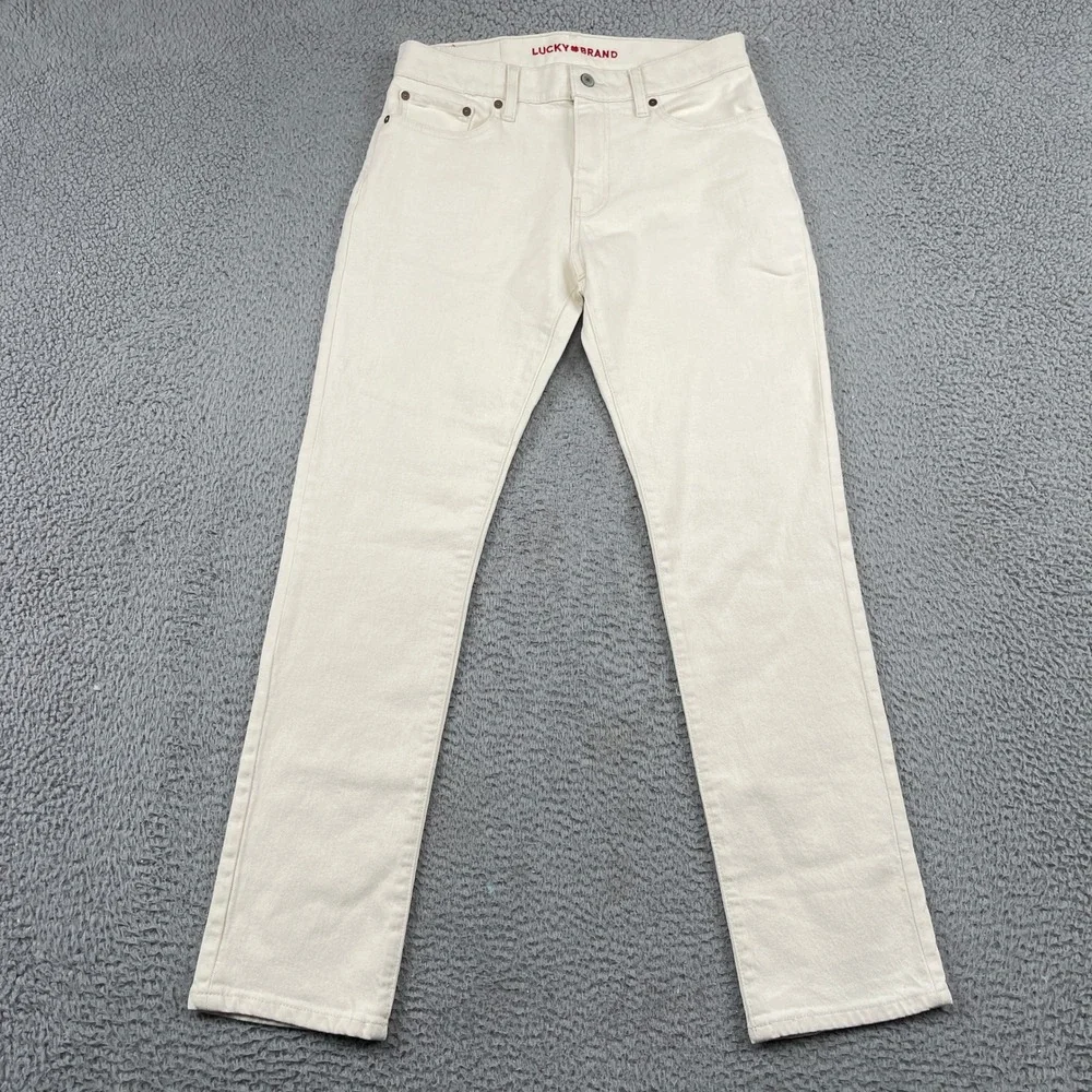 Lucky Brand Jeans Mens 30x32 Cream 410 Athletic Straight Stretch Denim Pants