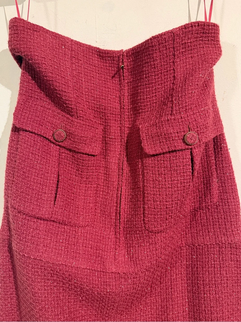 Chanel fuschia silver fantasy tweed skirt