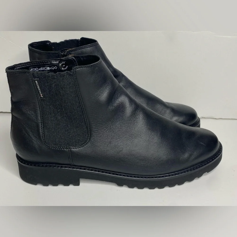 Mephisto Silva Black Leather Chelsea Boots Sz 11