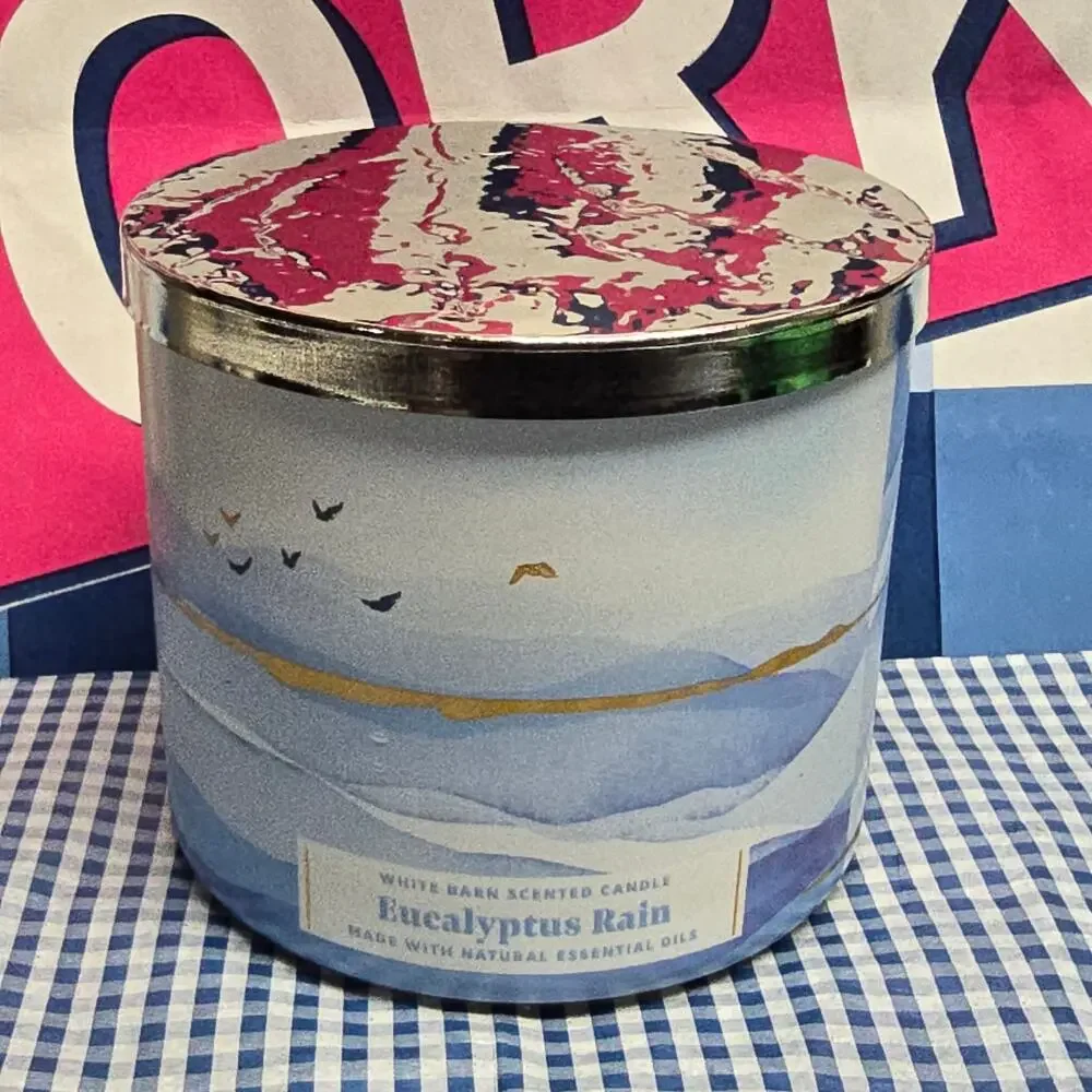 BBW Eucalyptus Rain Large 3 Wick Candle Home Fragrance