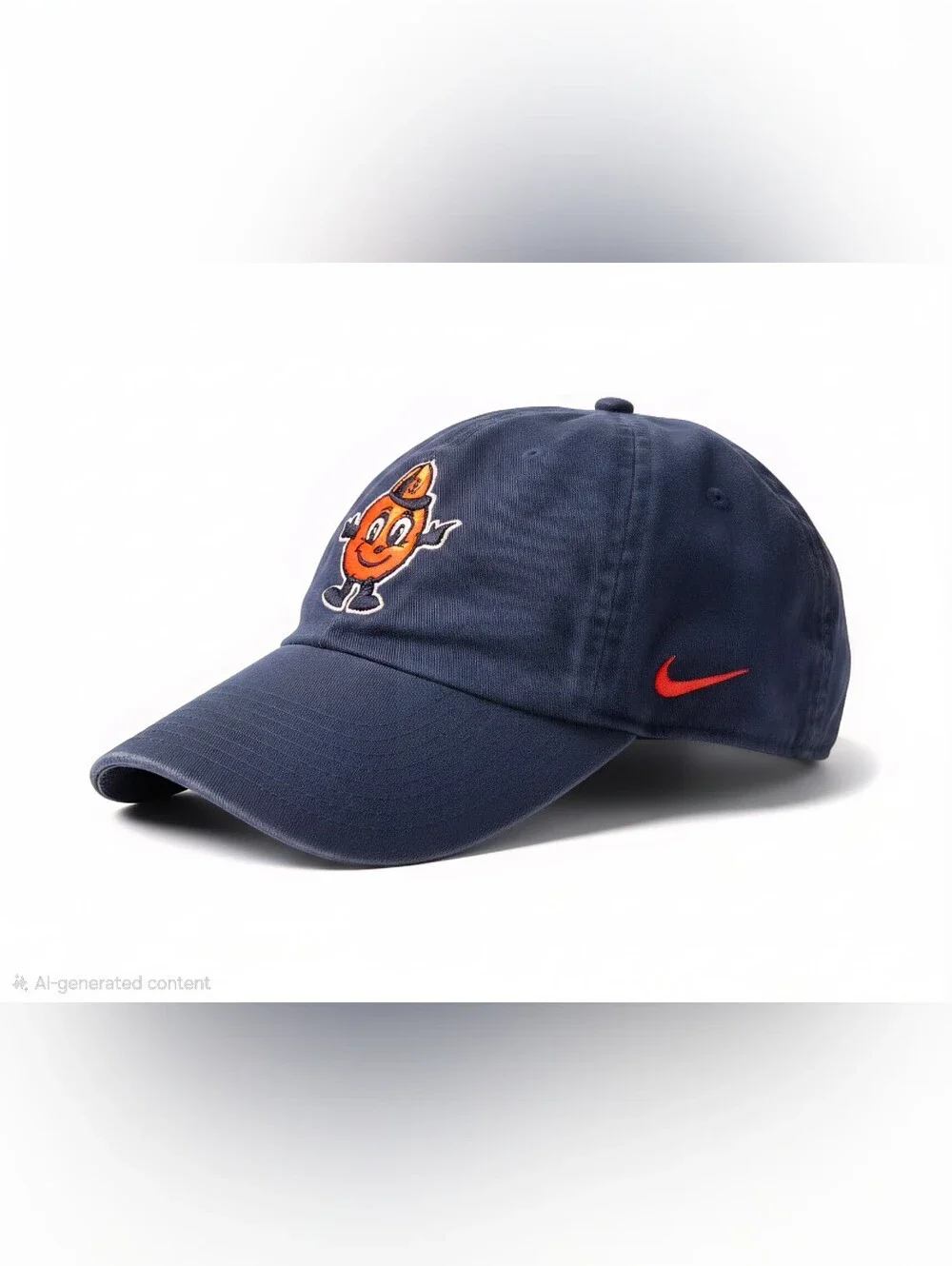 This NIKE Syracuse University Navy Cap with Orange Mascot and Red Swoosh