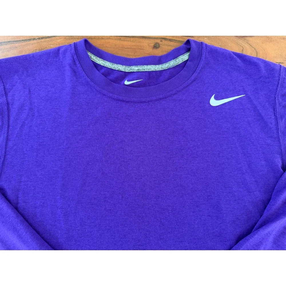 Nike Dri-FIT Mens Small Purple Long Sleeve Training Shirt Running Top Heather