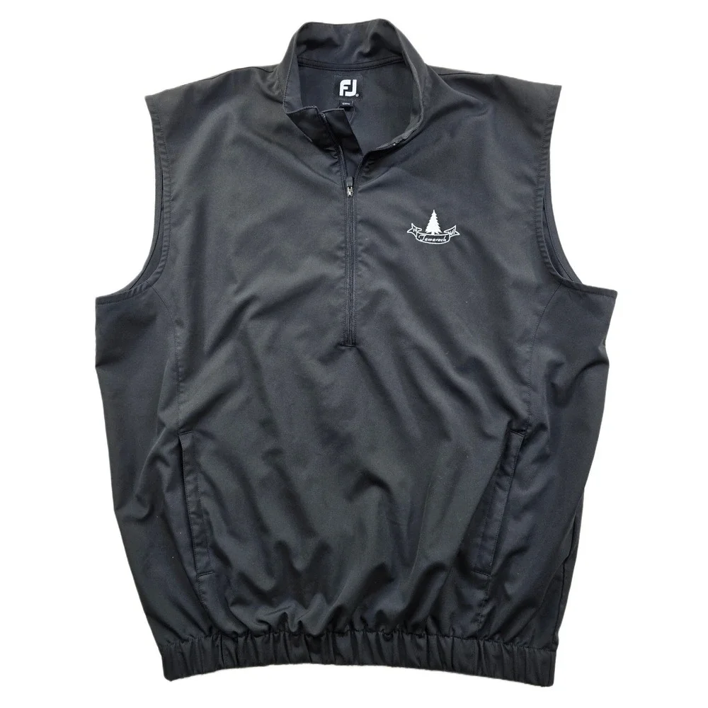 FootJoy Golf Vest Mens Medium Black Windshirt Quarter Zip Tamarack Logo‎ FJ