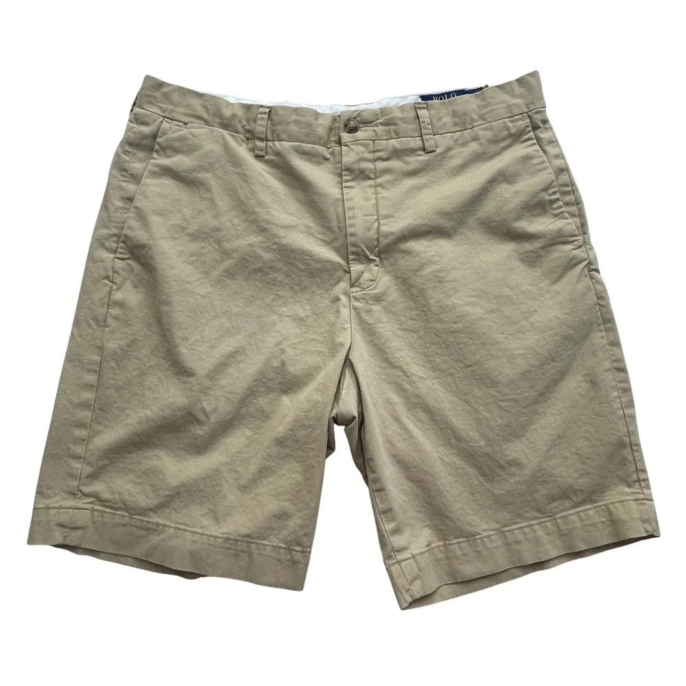 Polo Ralph Lauren Mens Shorts 35 Khaki Tan Stretch Classic Fit Chino Cotton