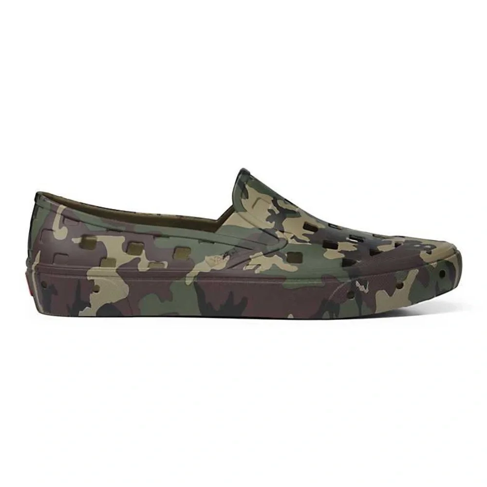 Vans Big Kids Unisex Trek Camouflage Green Slip On Sneakers Size 3 NWT