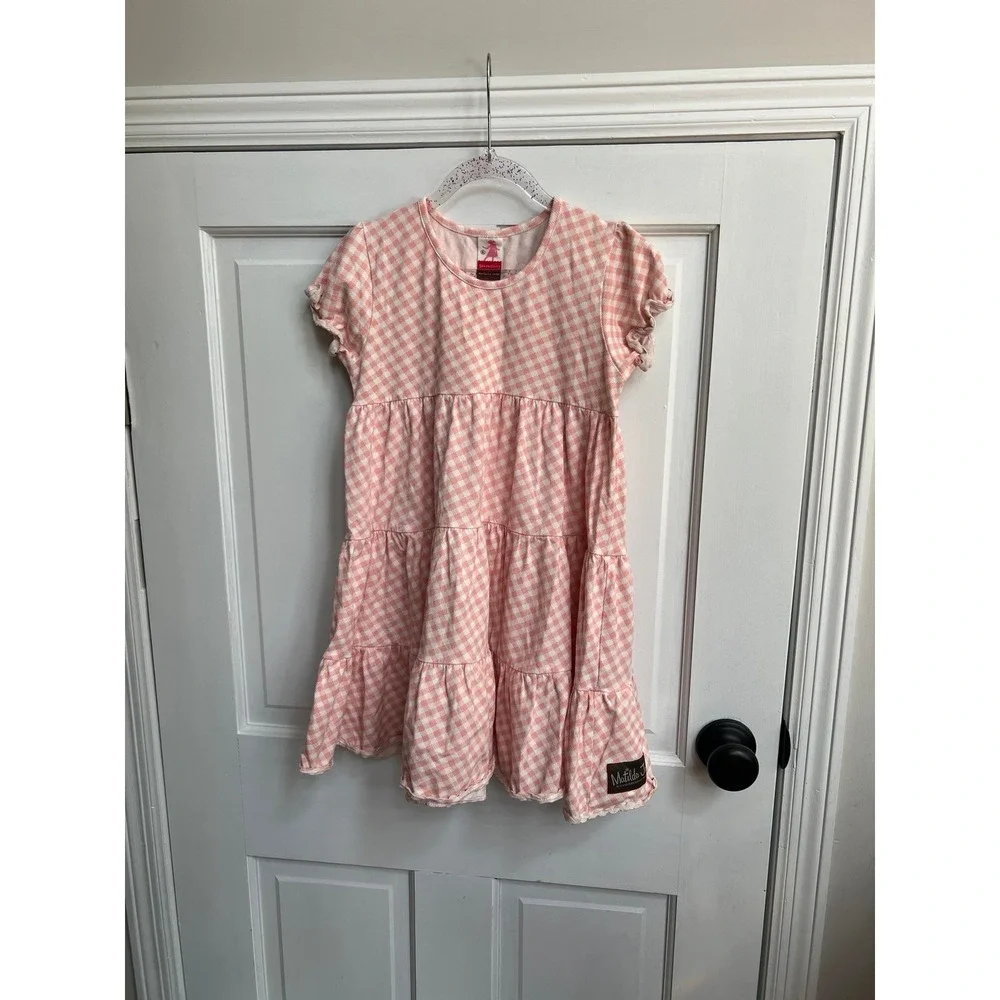Matilda jane lap dress pink plaid Serendipity Collection VGUC 6‎