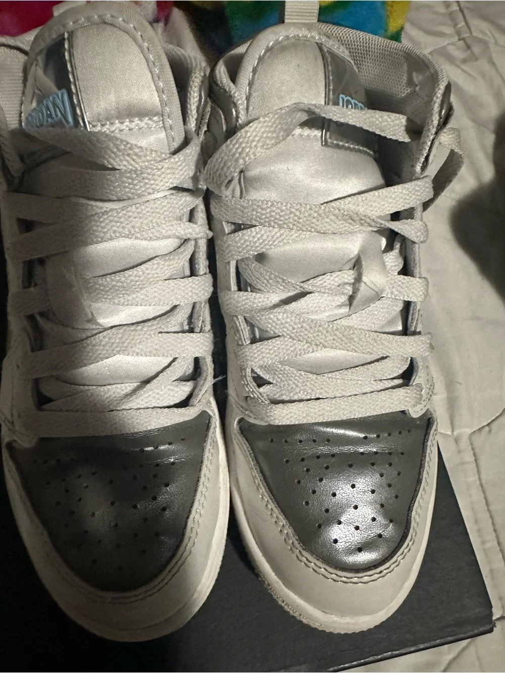Jordan Kids Silver and Gray High-Top Sneakers