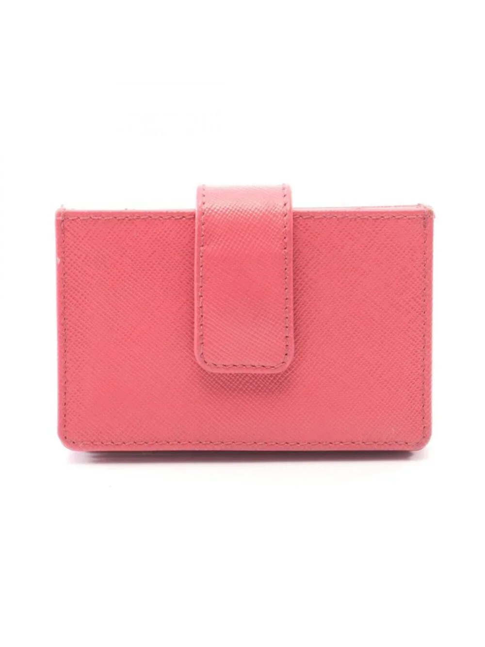Prada Card Slot Triangle Logo Pink Saffiano Leather