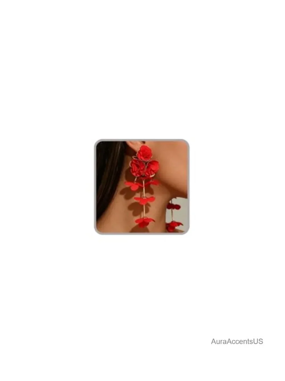 Handmade Fabric Flower Drop Dangle Earrings for Women Lightweight Statement
